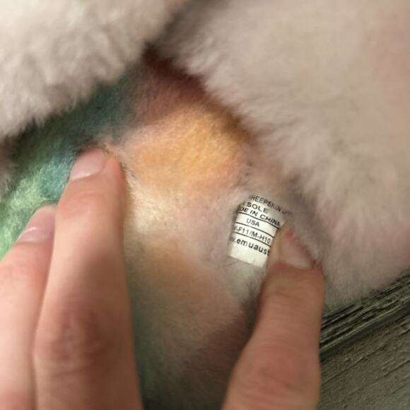 Emu Australia Mayberry Tie Dye W12655 Womens Pink Wool Slides Slippers Fluffy 11 - Picture 7 of 9